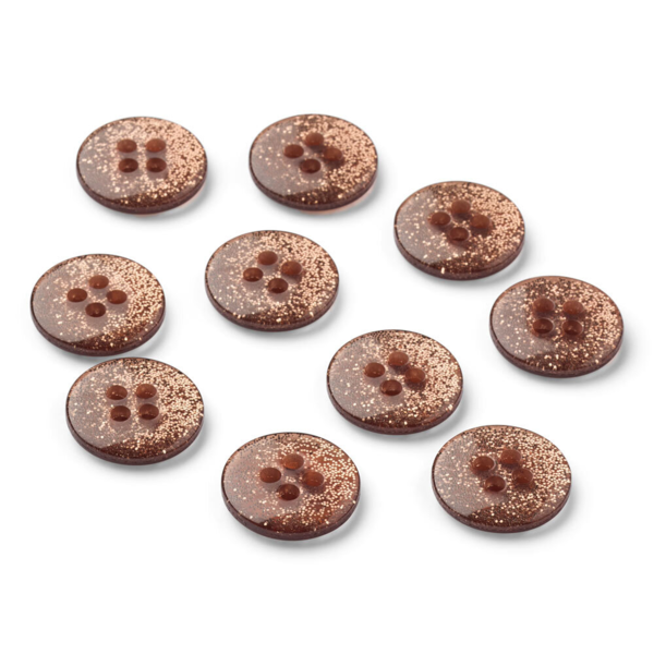LindeHobby Boutons à Paillettes, Caramel, 12 mm, 10 pcs