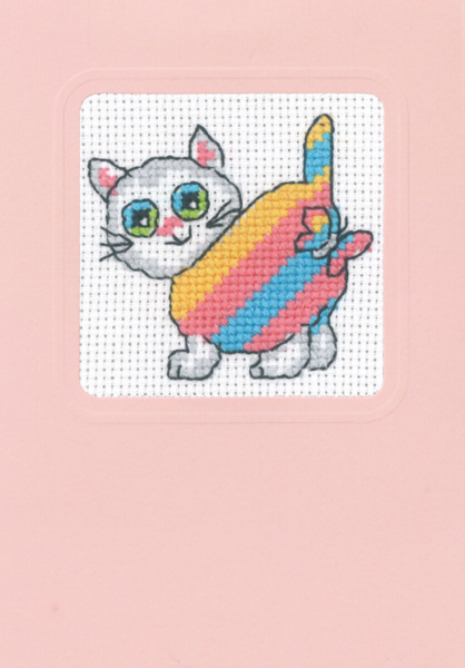 Kit de broderie Chat avec rayures obliques 9 x 13 cm