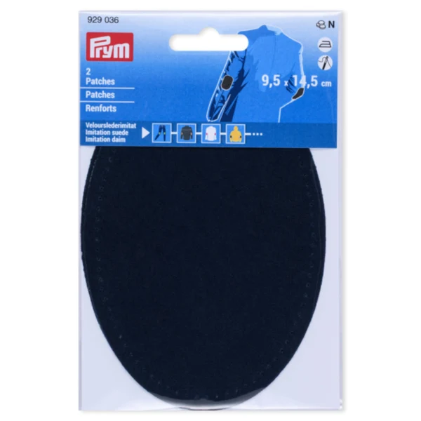 Prym Coudières en Suédine Imitation, 9.5x14.5 cm Bleu marine