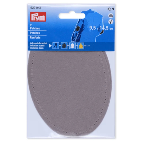 Prym Coudières en Suédine Imitation, 9.5x14.5 cm Gris clair
