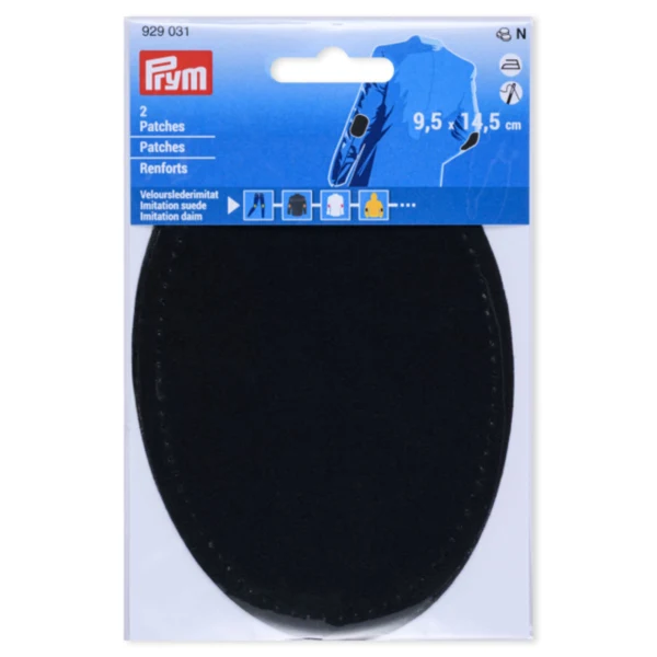 Prym Coudières en Suédine Imitation, 9.5x14.5 cm Noir