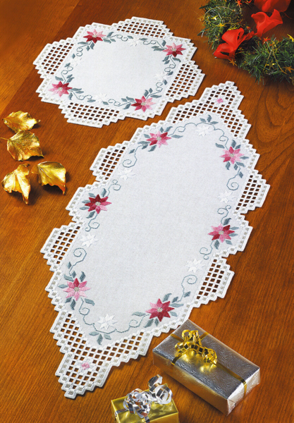 Kit de broderie Roses étoiles de Noël 28 x 70 cm