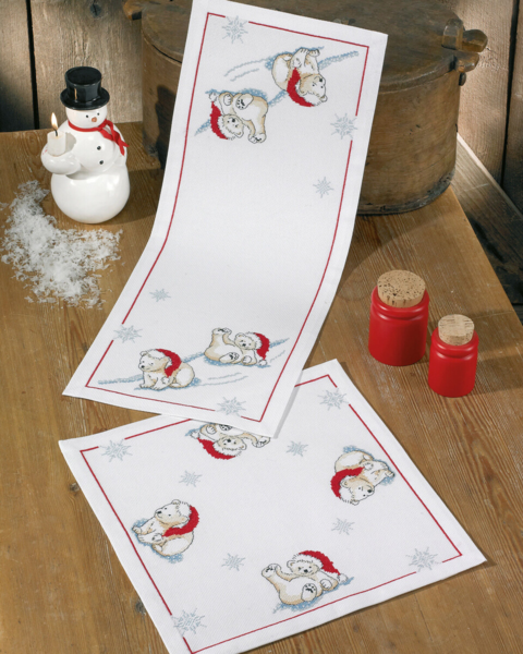Kit de broderie Ours polaires sur glace 24 x 62 cm