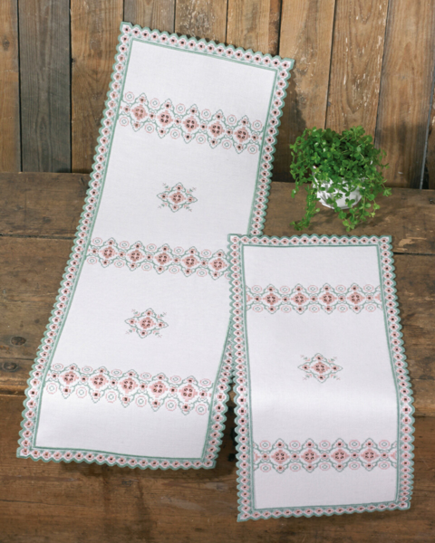 Kit de broderie Hardanger rose/vert 30 x 69 cm