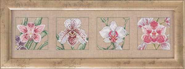 Kit de broderie 4 orchidées 63 x 19 cm