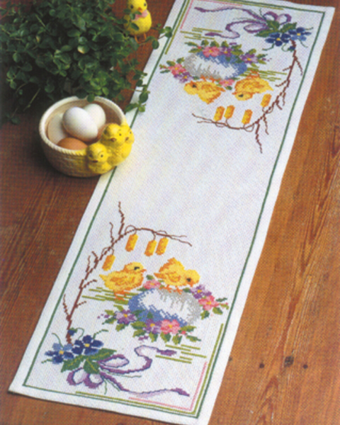 Kit de broderie Poules sur œuf 27 x 92 cm