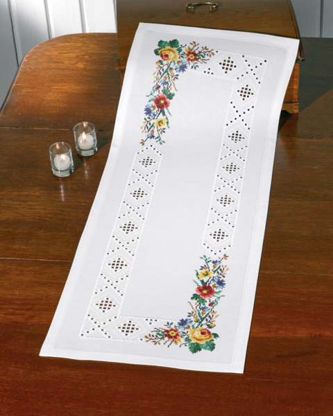 Kit de Broderie Hardanger/fleurs 39 x 102 cm
