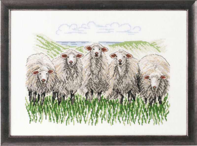 Kit de broderie Moutons dans le champ R5344 41 x 29 cm