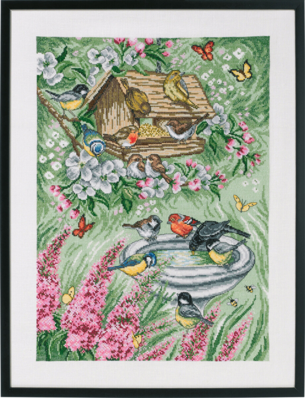 Kit de broderie Oiseaux dans le jardin 45 x 59 cm