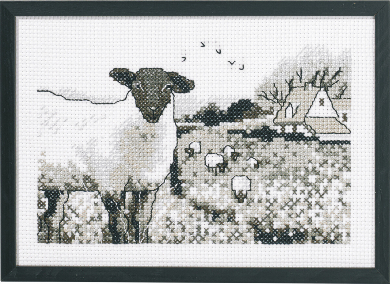 Kit de Broderie Moutons dans le Champ 20 x 29 cm