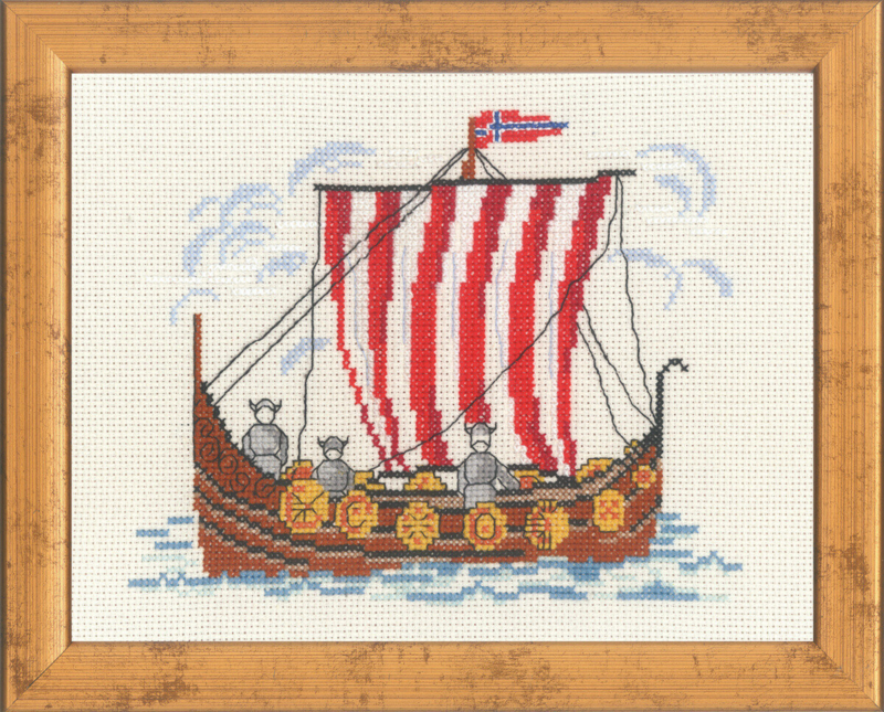 Borduurpakket Vikingschip Noors 5352 21 x 26 cm