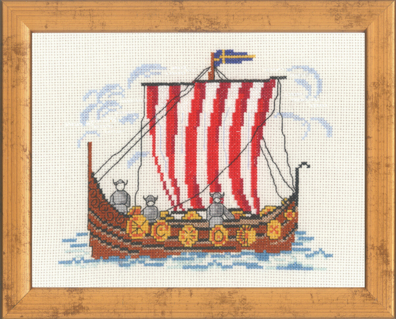 Borduurpakket Vikingenboot Zweeds 535 221 x 26 cm