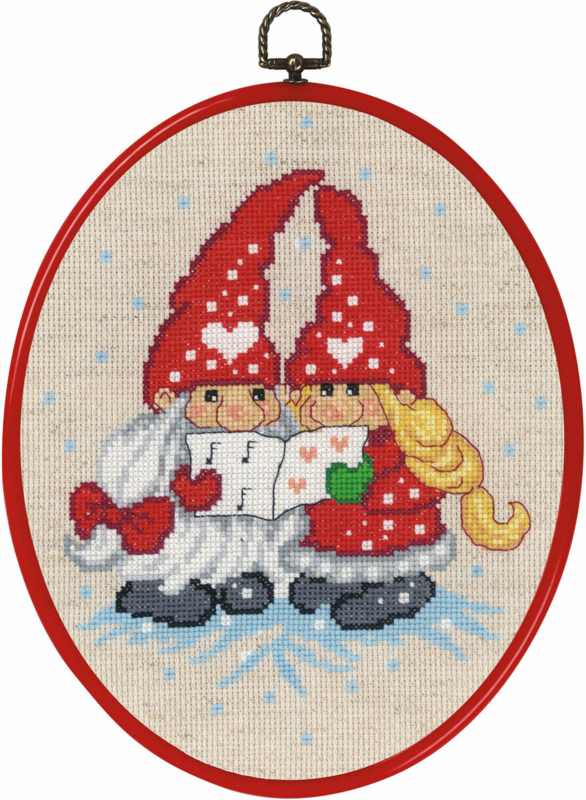 Kit de broderie Couple de lutins chantant 20 x 26 cm