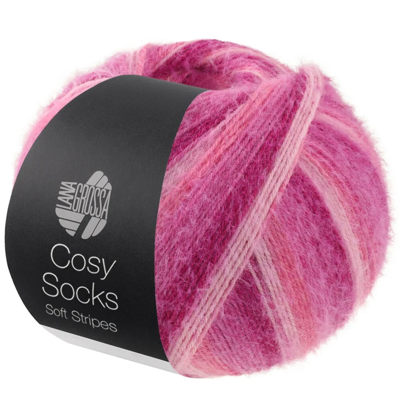 Lana Grossa Cosy Socks Soft Stripes 108 Roze/oudroze/zalmroze/heideroze