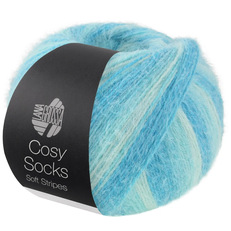 Lana Grossa Cosy Socks Soft Stripes 115 Mint/lichtturquoise/turquoise