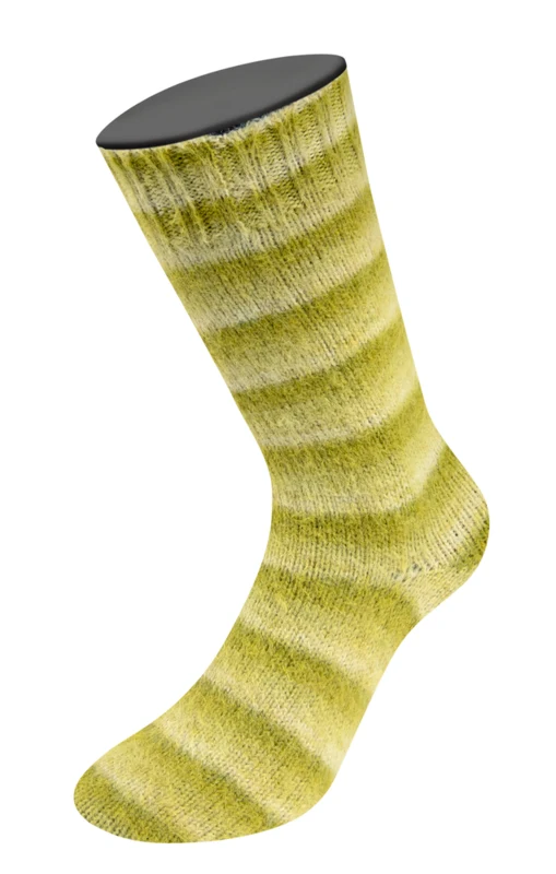 Lana Grossa Cosy Socks Soft Stripes 116 Limoen/pistache/licht olijf