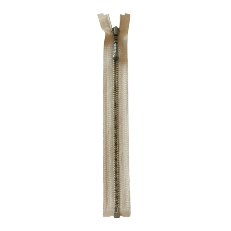YKK Deelbare Metalen Rits 4 mm (25-65 cm) 573 Beige, Antiek messing