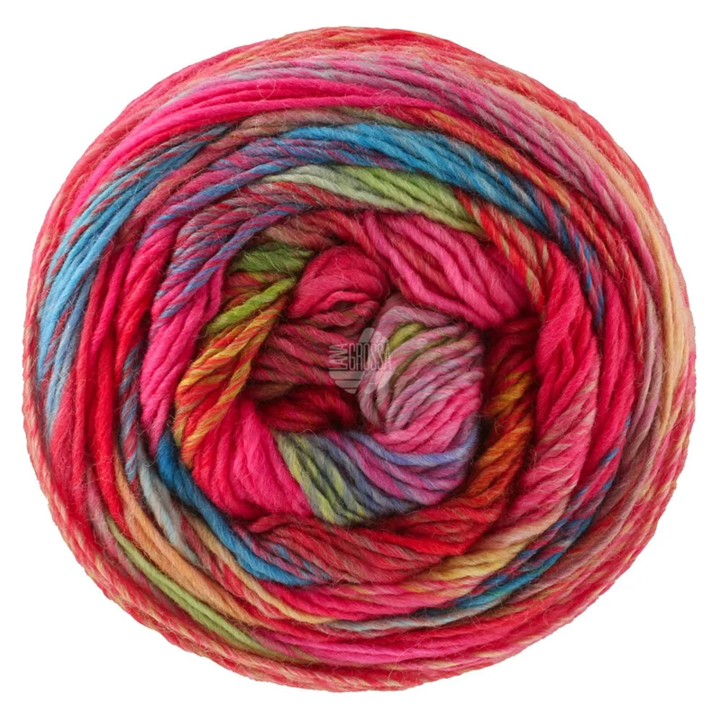 Lana Grossa Colorissimo 220 Rouge/Fuchsia/Turquoise/Pétrole/Rouille/Chameau/Beige/Vert foncé/Vert clair/Vert