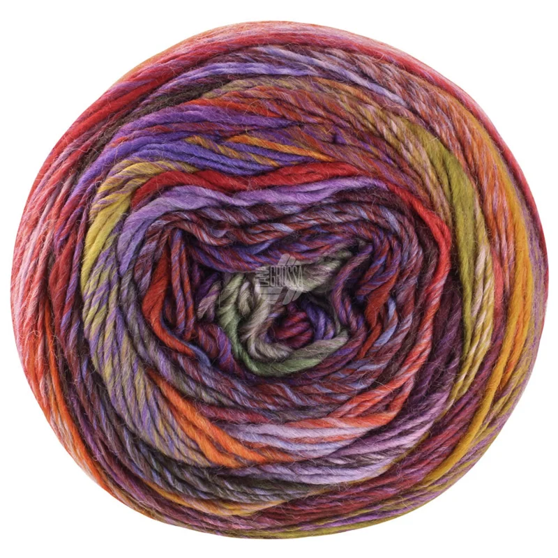 Lana Grossa Colorissimo 214 Orange brun/Brun rouge/Rouge cuivre/Lilas violet/Aubergine/Gris vert/Olive