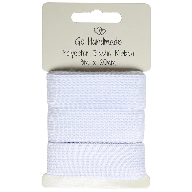 Go Handmade Elastiekband: 3 m x 20 mm, Wit