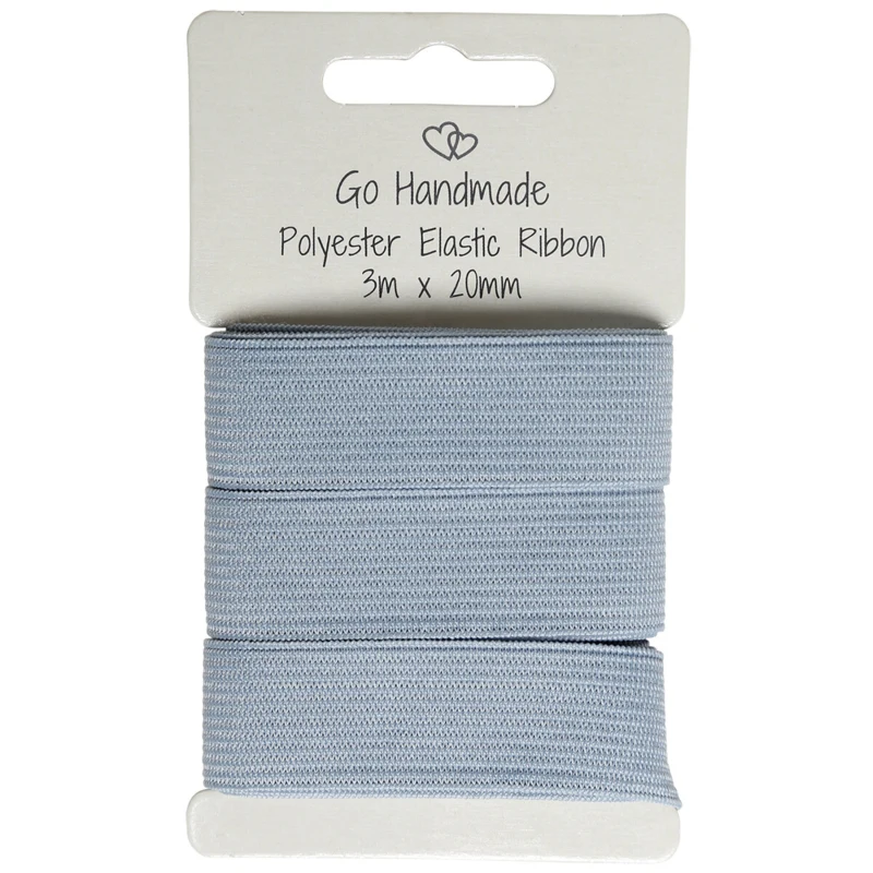 Go Handmade Elastiekband: 3 m x 20 mm, Grijs/blauw