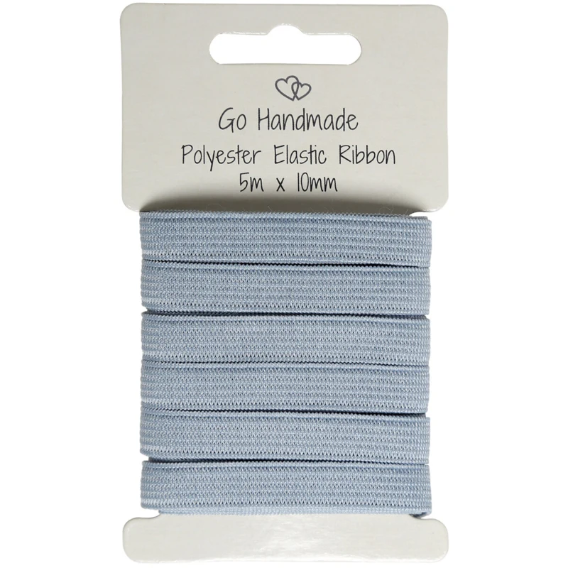 Go Handmade Elastiekband: 5 m x 10 mm, Grijs/blauw