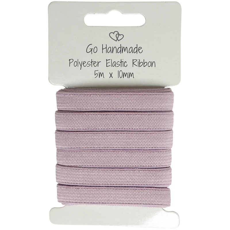 Go Handmade Elastiekband: 5 m x 10 mm, Vintage roze