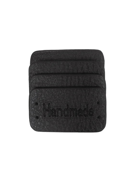 Go Handmade Handmade Label, 4 pièces: Noir
