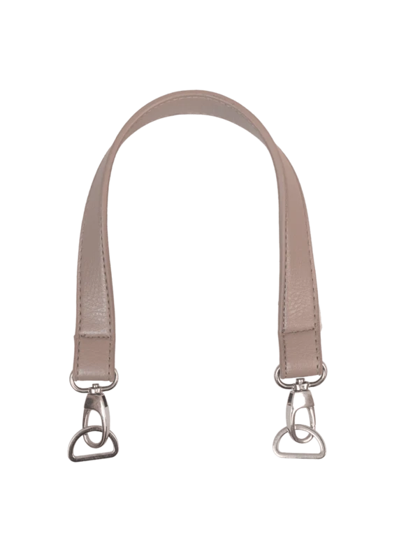 Go Handmade Anse de sac avec mousqueton et anneau en D: 50 x 2,5 cm, Beige/Argent