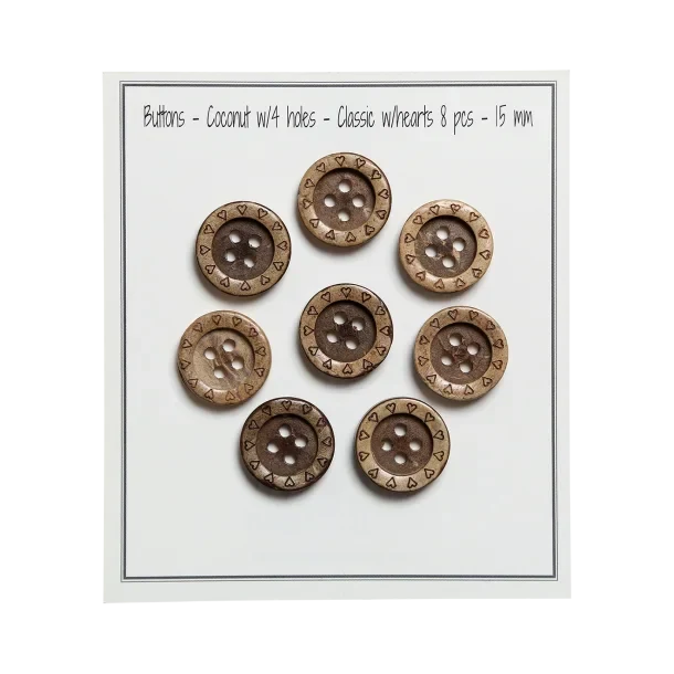 Go Handmade Houten knopen met hartjes (8 st.): 15 mm