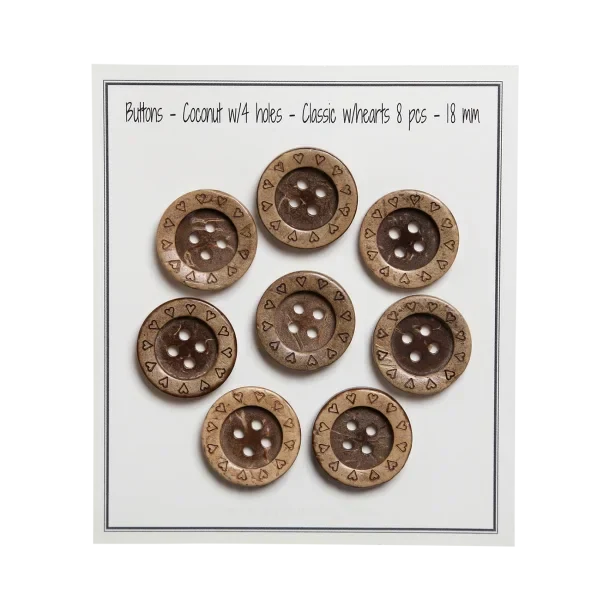 Go Handmade Houten knopen met hartjes (8 st.): 18 mm