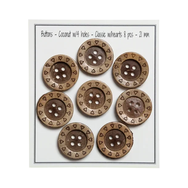 Go Handmade Houten knopen met hartjes (8 st.): 21 mm