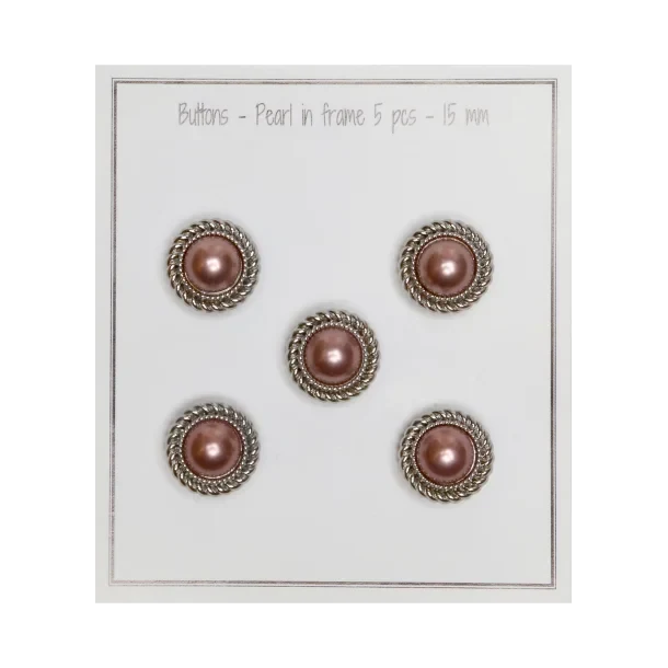 Boutons - Perle avec cadre: Brun pastel