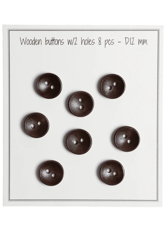 Go Handmade Boutons Profonds en Bois, Foncés (8 pièces) 12 mm