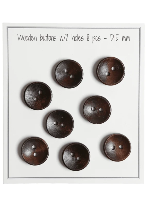 Go Handmade Boutons Profonds en Bois, Foncés (8 pièces) 15 mm