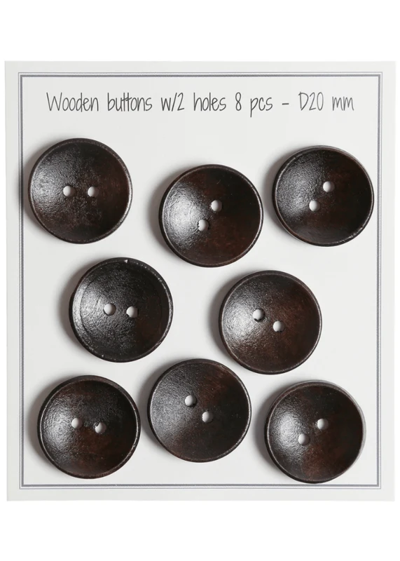 Go Handmade Boutons Profonds en Bois, Foncés (8 pièces) 20 mm