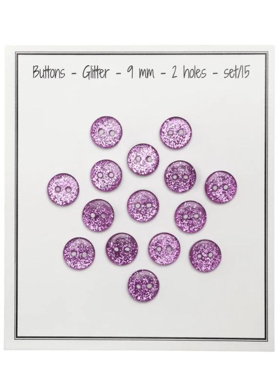 Go Handmade Glitterknopen 9 mm Roze