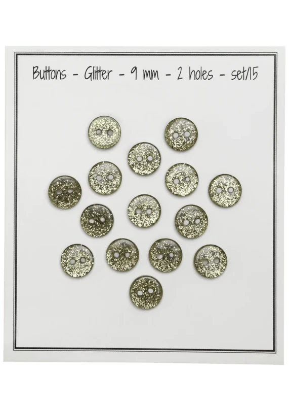 Go Handmade Glitterknopen 9 mm Groen