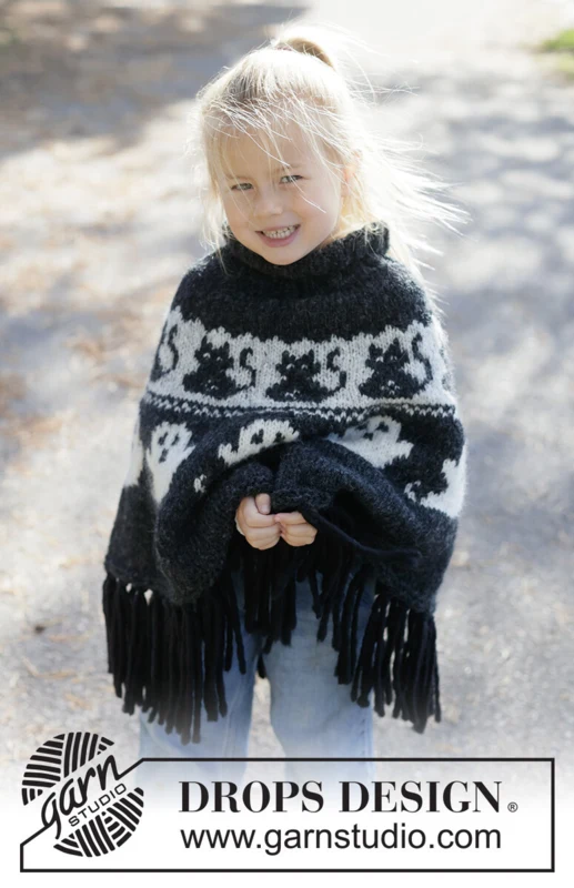 50-37 Spooky Season Poncho by DROPS Design — 4