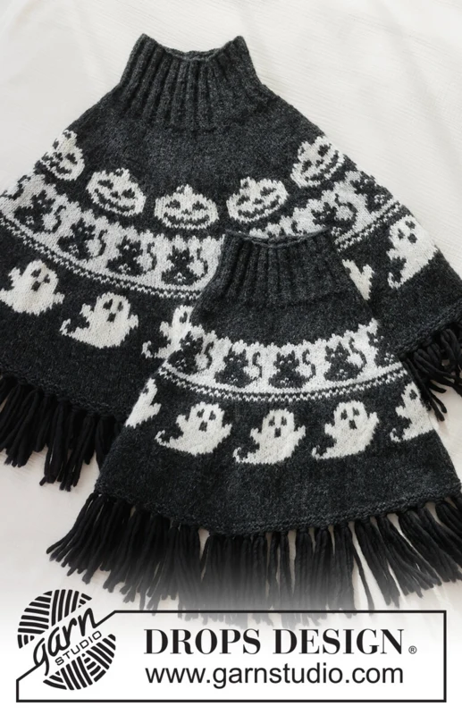 50-37 Spooky Season Poncho by DROPS Design — 5
