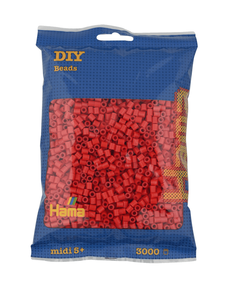 Perles Hama Midi, Couleur unie, 3000 pcs 201-05 Rouge