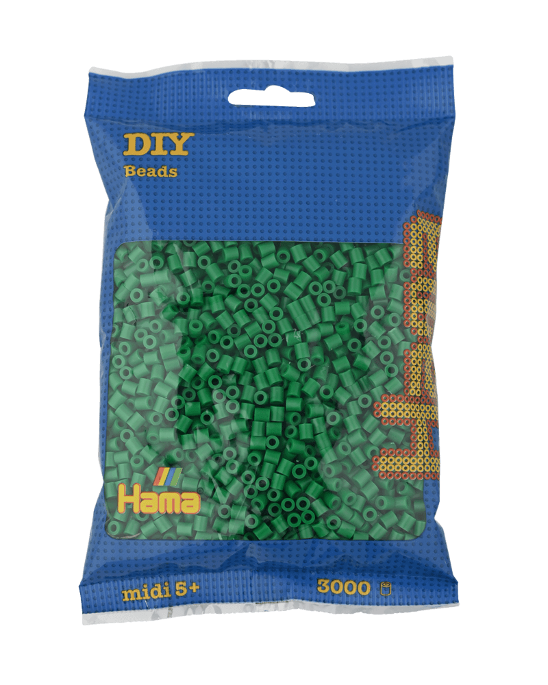 Perles Hama Midi, Couleur unie, 3000 pcs 201-10 Vert