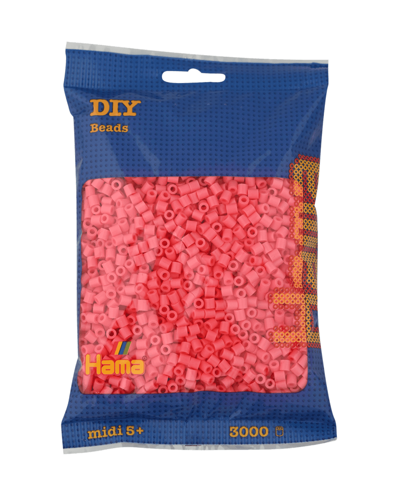 Perles Hama Midi, Couleur unie, 3000 pcs 201-44 Rouge pastel