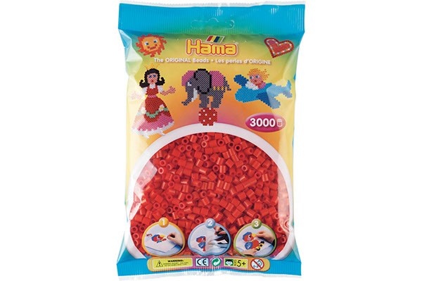 Perles Hama Midi, Couleur unie, 3000 pcs 201-05 Rouge