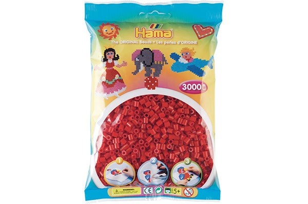 Perles Hama Midi, Couleur unie, 3000 pcs 201-22 Rouge foncé