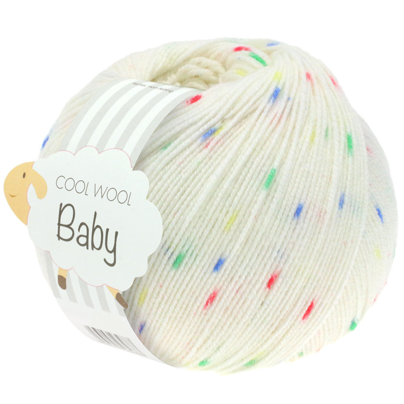 Lana Grossa Cool Wool Baby 351 Blanc/Bleu/Vert/Jaune