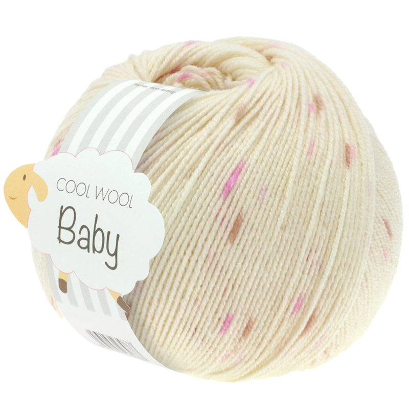 Lana Grossa Cool Wool Baby 353 Blanc cassé/Lilas/Rose/Baie