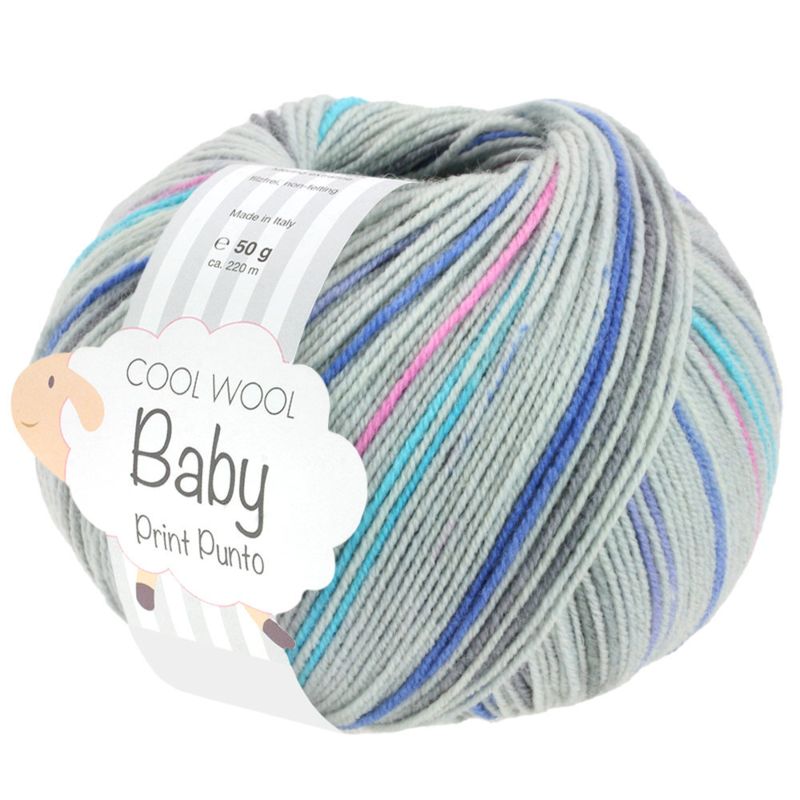 Lana Grossa Cool Wool Baby 316 Gris clair/Gris foncé/Jean/Bleu encre/Rose/Turquoise