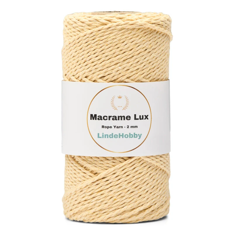 LindeHobby Macrame Lux, Rope Yarn, 2 mm 08 Jaune clair