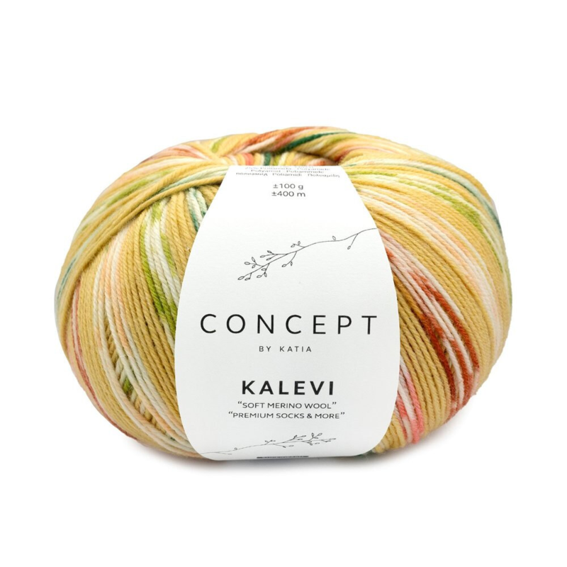 Katia Concept Kalevi Socks 205 Jaune ocre-Vert-Rose-Orange moyen